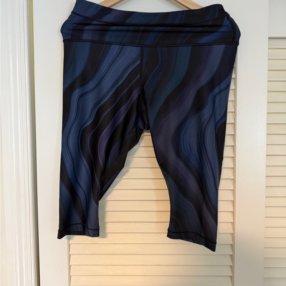 Blue and Black Patterned Bike Shorts